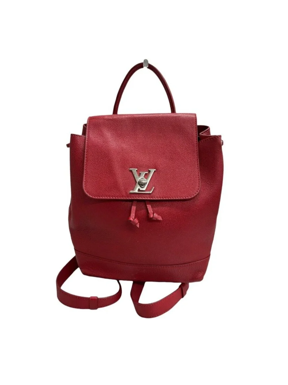 Louis Vuitton Lockme Red Ruby Silver Leather Backpack
